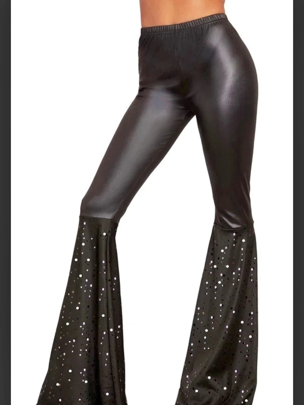 Dream Girl  Disco Queen Pants Sequin Flare Pants in Black Size Small NWT